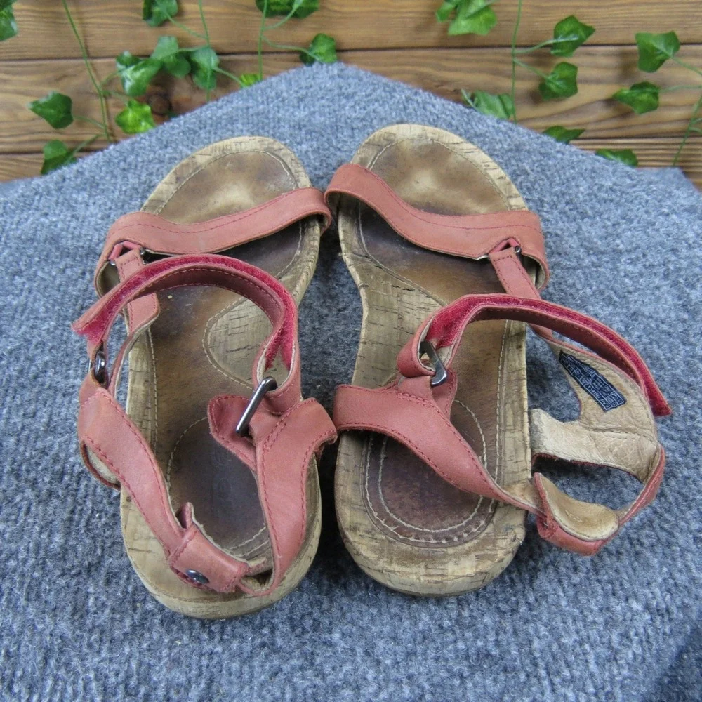 Teva Capri‎ Universal Women's 8 Red Leather Sandals Cork Wrap Casual